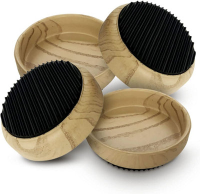 4 Rubber Base Castor Cups for Wooden Floors and Carpets - Wooden Furniture Castor Cups Non-Slip - Caster Cups Protect Wooden Floor