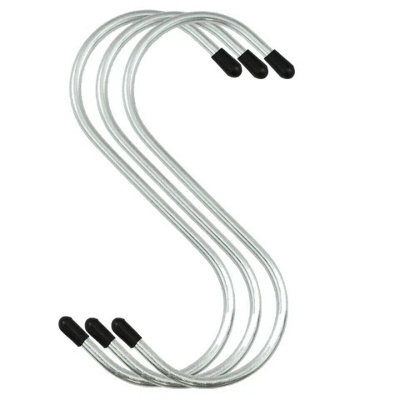 4 RUBBER END S HOOKS Large Stainless Steel Storage Loop Hangers HEAVY ...
