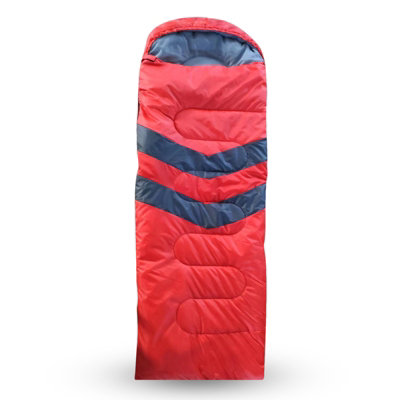 4 Season Envelope Shape Sleeping Bag for Single Adult with Double Sided Zip, Red