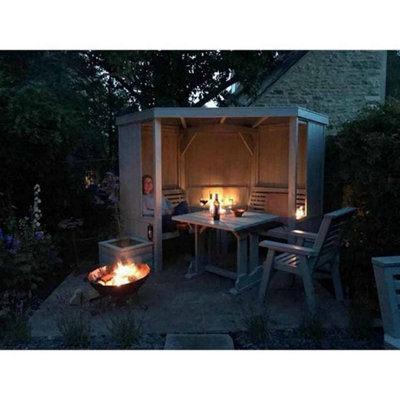4 Seasons Garden Room, Covered Corner Arbour - L150 x W290 x H205 cm - Assembly Incl. - Set of Waterproof Cushions Included