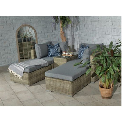 4 Seat Multi Setting Relaxer Deluxe Rattan Set + 2 Left / Right Hand ...