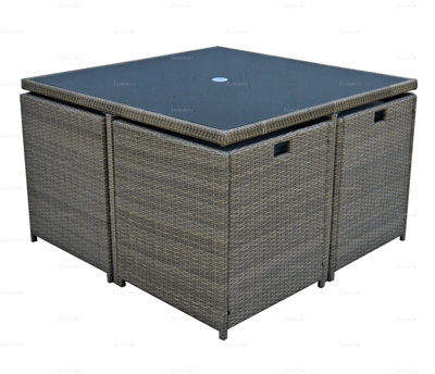 4 Seat Outdoor Garden Furniture Rattan Cube Set - Dining Table and 4 ...
