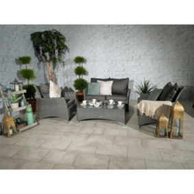 4 Seater 4 Piece Lounging Coffee Set - 2 Seater, 2 Armchairs with Coffee Table Including Cushions