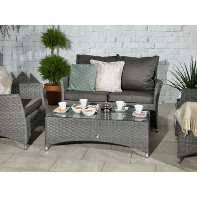 4 Seater 4 Piece Lounging Coffee Set - 2 Seater, 2 Armchairs with Coffee Table Including Cushions