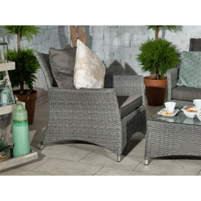 4 Seater 4 Piece Lounging Coffee Set - 2 Seater, 2 Armchairs with Coffee Table Including Cushions