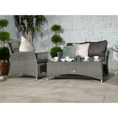 4 Seater 4 Piece Lounging Coffee Set - 2 Seater, 2 Armchairs with Coffee Table Including Cushions