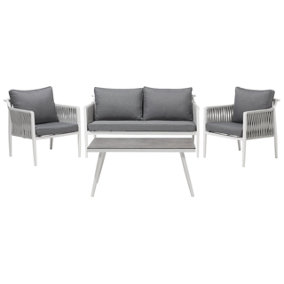 4 Seater Aluminium Garden Sofa Set Grey LATINA