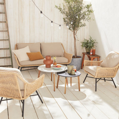 4 seater bamboo sofa set sales