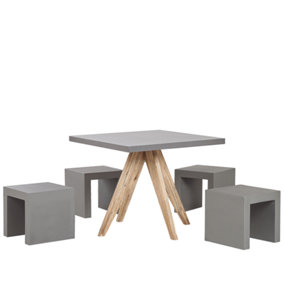4 Seater Concrete Garden Dining Set Square Table Grey OLBIA/TARANTO