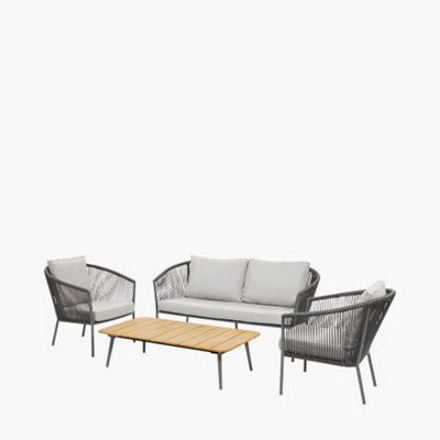 4 Seater Dark Grey Rattan Lounge Set Outdoor Furniture