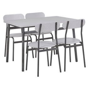 4 Seater Dining Set Grey with Black VELDEN
