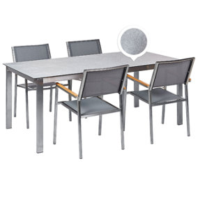 4 Seater Garden Dining Set Grey Glass Top with Grey Chairs COSOLETO/GROSSETO