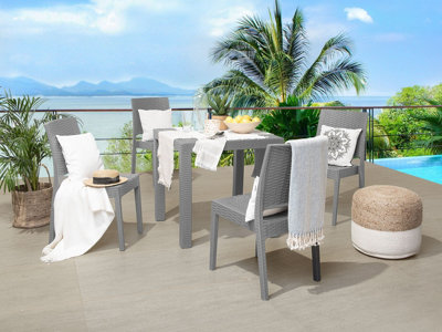 4 Seater Garden Dining Set Light Grey FOSSANO
