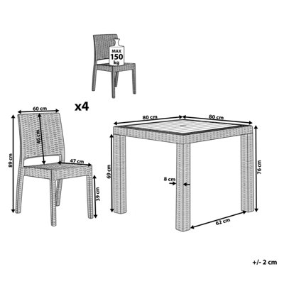4 Seater Garden Dining Set Light Grey FOSSANO - 3