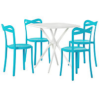 4 Seater Garden Dining Set White and Blue SERSALE/CAMOGLI