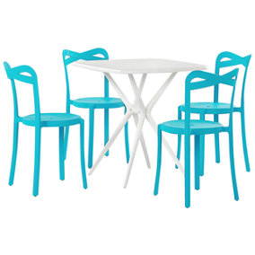 4 Seater Garden Dining Set White and Blue SERSALE/CAMOGLI