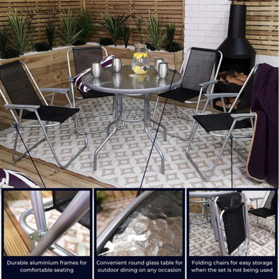 Round glass deals folding patio table