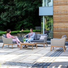 4 Seater Grey Rattan Lounge Set Outdoor Furniture