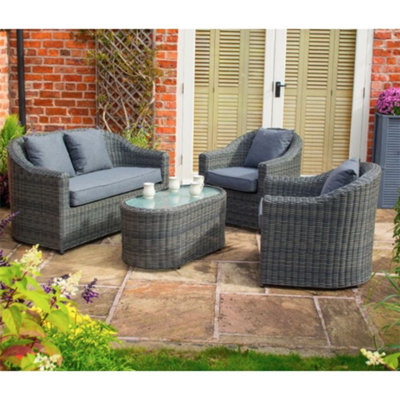 4 Seater Grey Rattan Weave Sofa Set