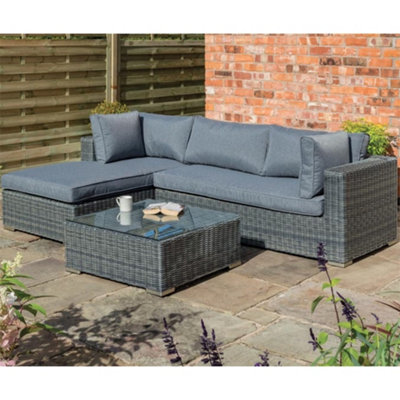 4 Seater Grey Weave Lounger Set