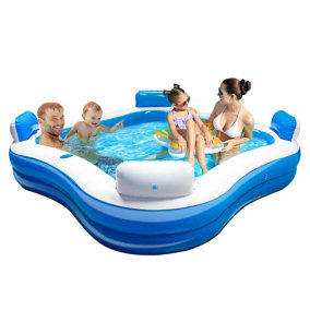 4 Seater Inflatable Family Lounge Pool with 2 Cupholders