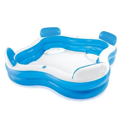 4 Seater Inflatable Family Lounge Pool with 2 Cupholders