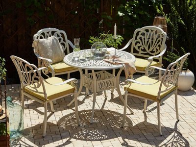 4 Seater Metal Garden Dining Set White ANCONA