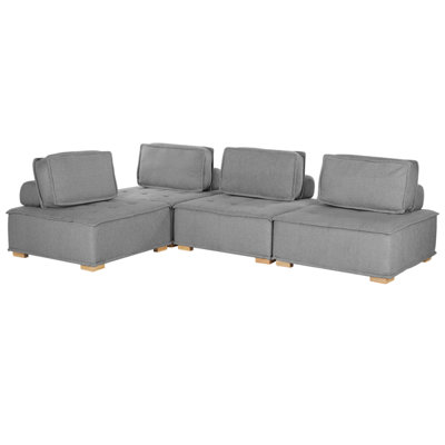 4 Seater Modular Fabric Corner Sofa Grey TIBRO