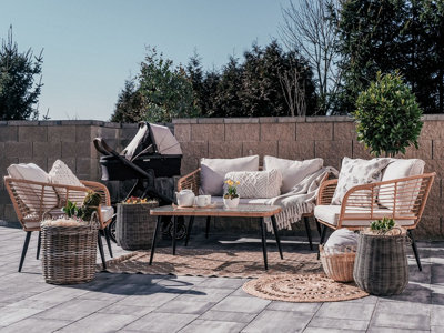 4 Seater PE Rattan Garden Sofa Set Natural CORINTH II
