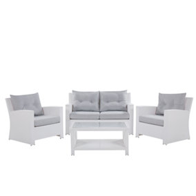 4 Seater PE Rattan Garden Sofa Set White SAN MARINO