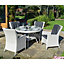 4 Seater Putty Grey Rattan Weave Garden Dining Set