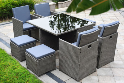 4-Seater Rattan Corner Sofa - Grey