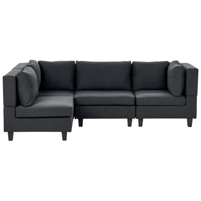 4 Seater Right Hand Modular Fabric Corner Sofa Black UNSTAD