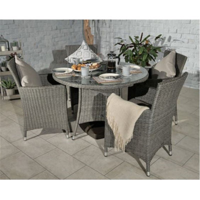 4 Seater Round Carver Dining Set 110cm Round Table With 4 Carver Chairs ...