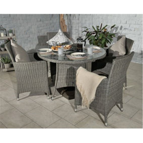 4 Seater Round Carver Dining Set 110cm Round Table With 4 Carver Chairs Including Cushions