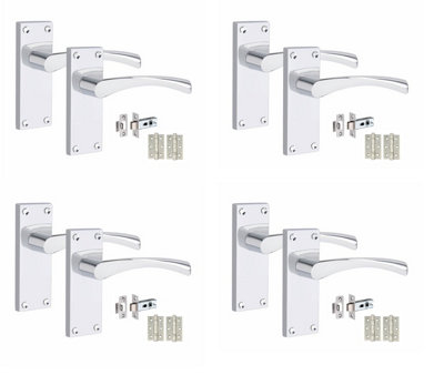 4 Set Victorian Scroll Astrid Door Sets with 3" Ball Bearing Hinges & Latch 120 x 40mm Polished Chrome Price Comparisons | Compare The Build