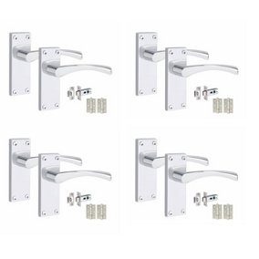 4 Set Victorian Scroll Astrid Door Sets with 3" Ball Bearing Hinges & Latch 120 x 40mm Polished Chrome