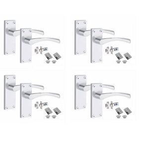 4 Set Victorian Scroll Astrid Door Sets with 3" HInges & Latch 120 x 40mm Polished Chrome