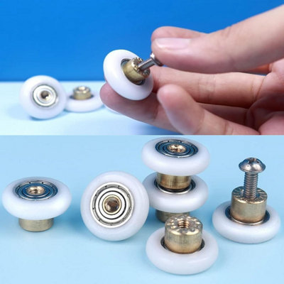 Lot De 2 Galets De Rechange Pour Porte De Douche – Roulettes Rainurées En V Diamètre 19 Mm, Avec Vis M4