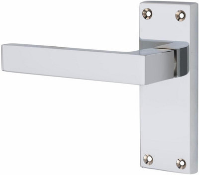 4 Sets Victorian Straight Delta Handle Latch Door Handles, Polished Chrome, 1 Pair 3" Standard Butt Hinges, 120mm x 40mm Backplate