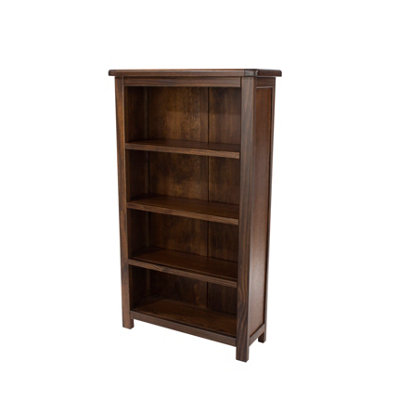 4 shelf medium bookcase, rich dark brown lacquer finish