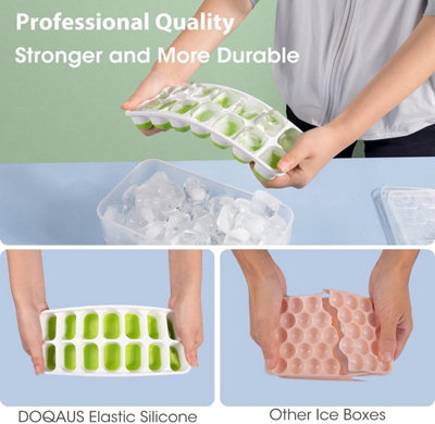4 Silicone Ice Cube Trays with Lid and Ice Bucket Kits
