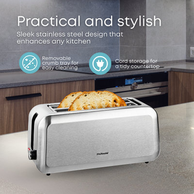 4 Slice Toaster Long Slot Stainless Steel Bread Toaster with Extra Wide ...