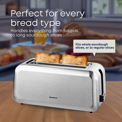 4 Slice Toaster Long Slot Stainless Steel Bread Toaster with Extra Wide ...
