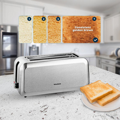 4 Slice Toaster Long Slot Stainless Steel Bread Toaster with Extra Wide ...