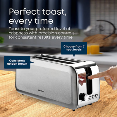 4 Slice Toaster Long Slot Stainless Steel Bread Toaster with Extra Wide ...