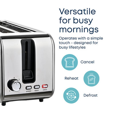 4 Slice Toaster Long Slot Stainless Steel Bread Toaster with Extra Wide ...