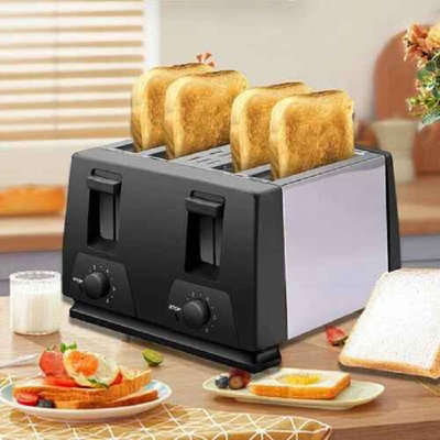 4 Slice Toaster Variable Browning Defrost Reheat Extra Wide Slot Bread ...