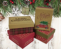 4 Small Christmas Gift Boxes Contemporary Car Tree Recyclable Boxes 11cm x 8cm