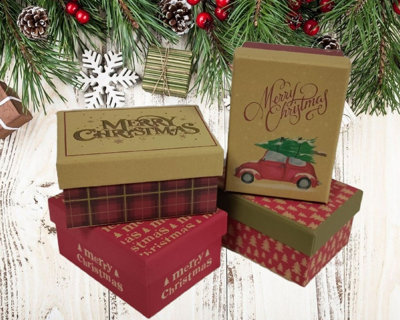 4 Small Christmas Gift Boxes Contemporary Car Tree Recyclable Boxes 11cm x 8cm Price Comparisons | Compare The Build